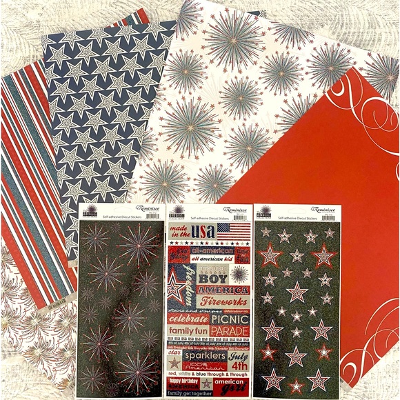 Reminisce Other - 🇺🇸💥 REMINISCE “FREEDOM COLLECTION” STICKERS & SCRAPBOOK PAPER BUNDLE!